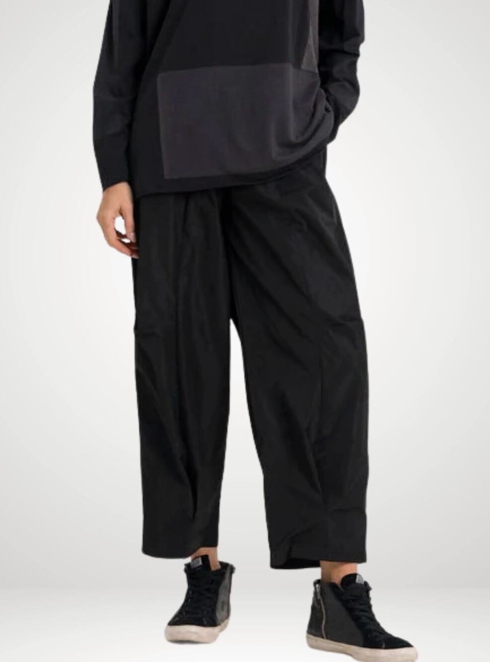 Planet Womens Pants 3 XL Parachute Black Taper Loose Made in USA Lagenlook Boho